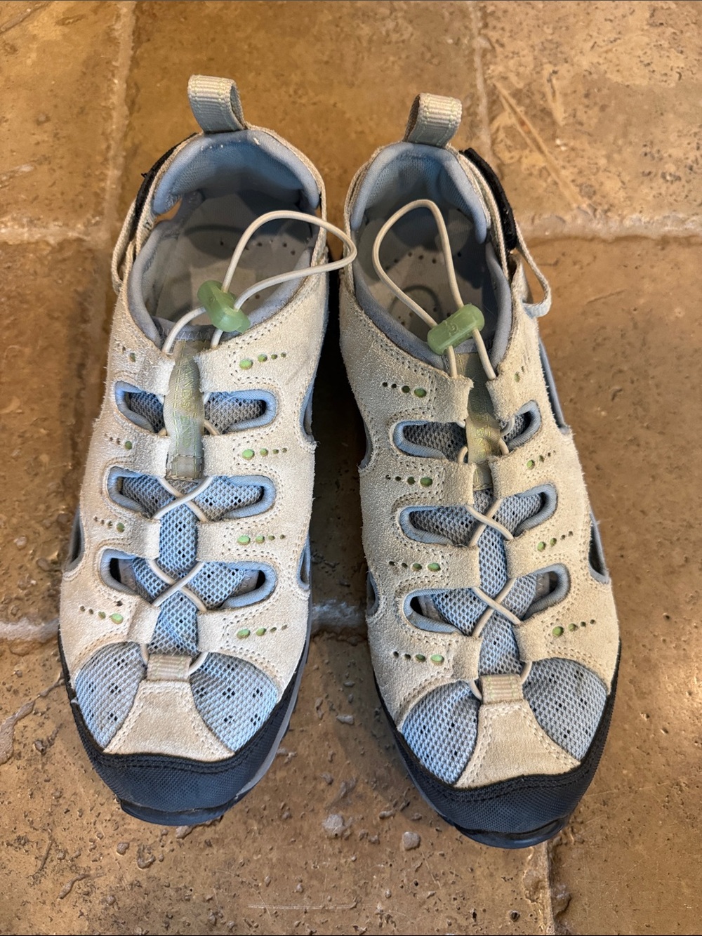 Lands' End Women's Light Blue and Beige Sport Sandals